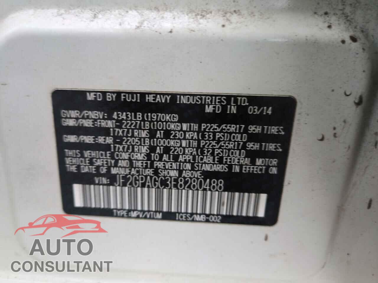 SUBARU XV 2014 - JF2GPAGC3E8280488