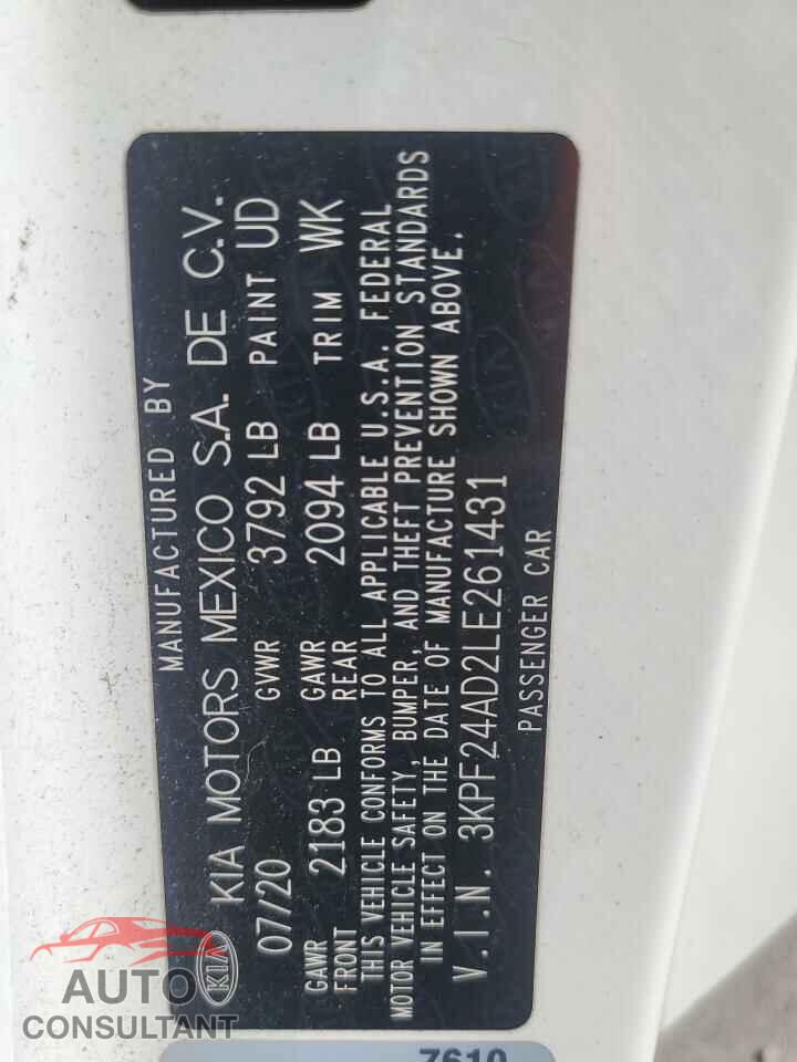 KIA FORTE 2020 - 3KPF24AD2LE261431
