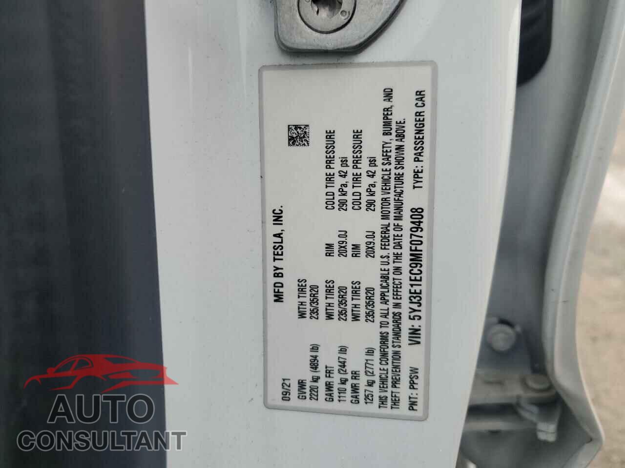 TESLA MODEL 3 2021 - 5YJ3E1EC9MF079408