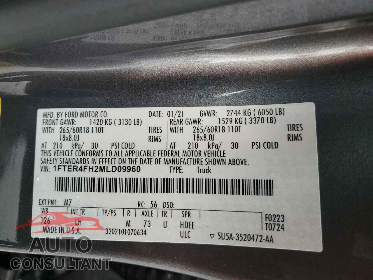 FORD RANGER 2021 - 1FTER4FH2MLD09960