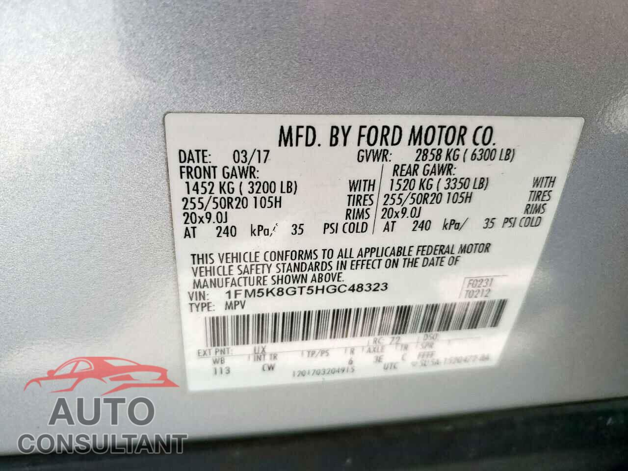 FORD EXPLORER 2017 - 1FM5K8GT5HGC48323