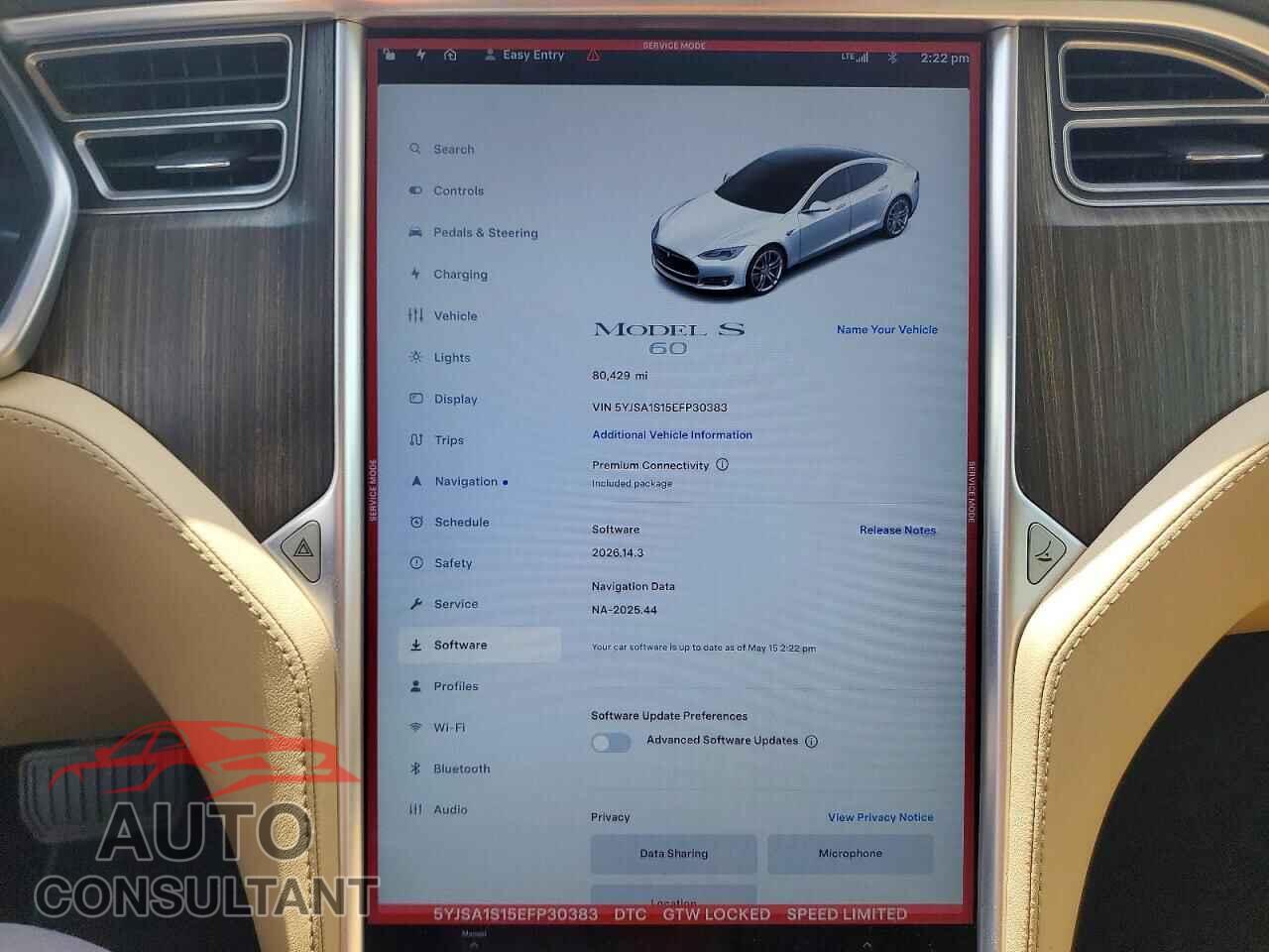 TESLA MODEL S 2014 - 5YJSA1S15EFP30383