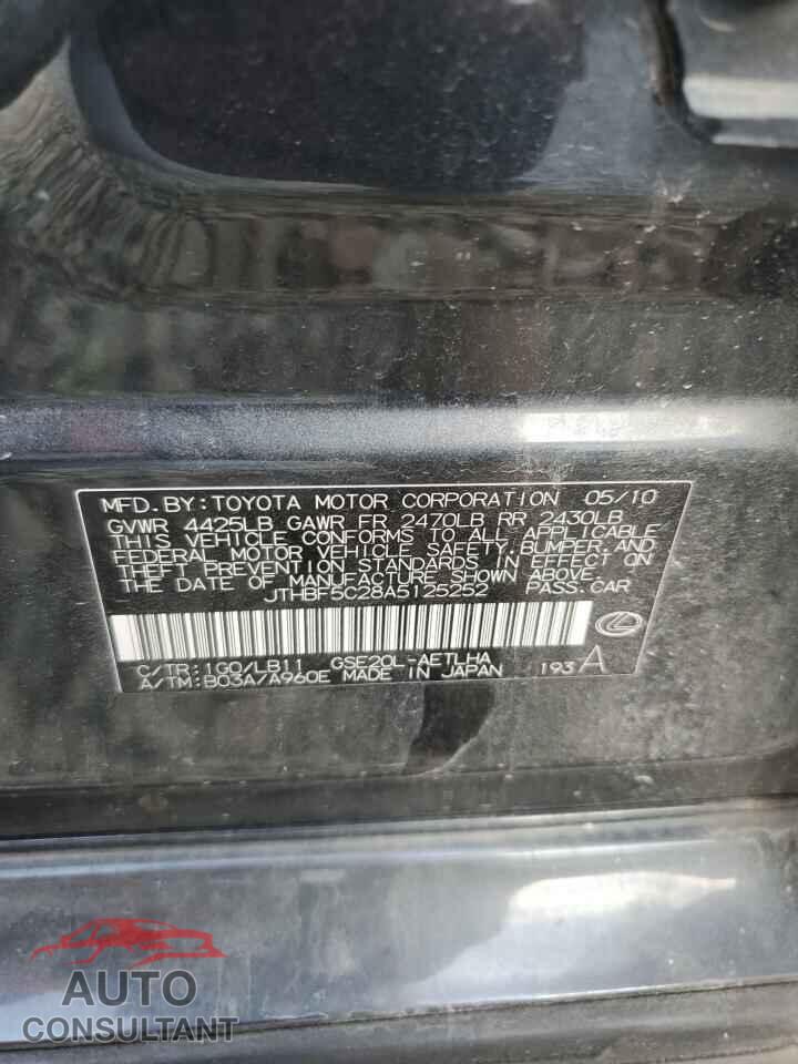LEXUS IS 2010 - JTHBF5C28A5125252