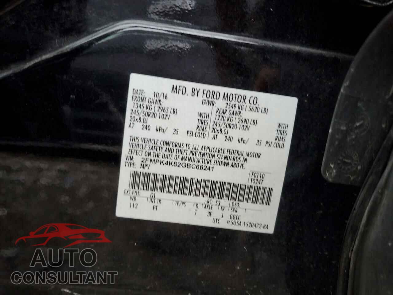 FORD EDGE 2016 - 2FMPK4K82GBC66241