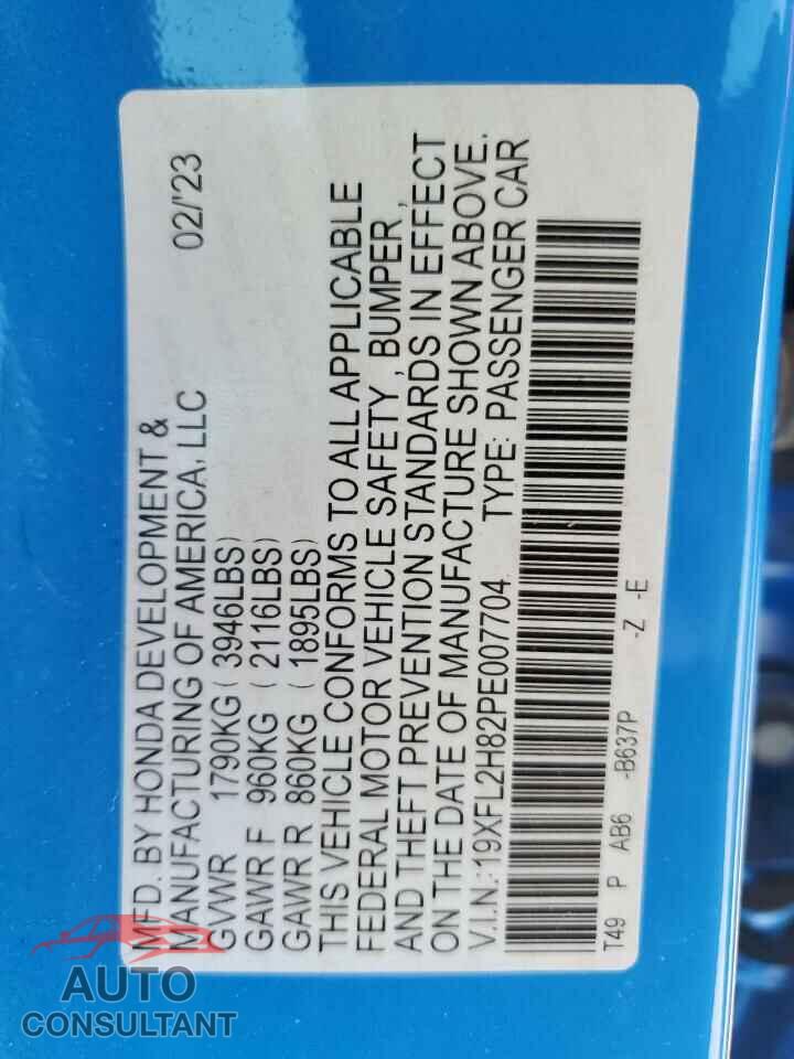 HONDA CIVIC 2023 - 19XFL2H82PE007704