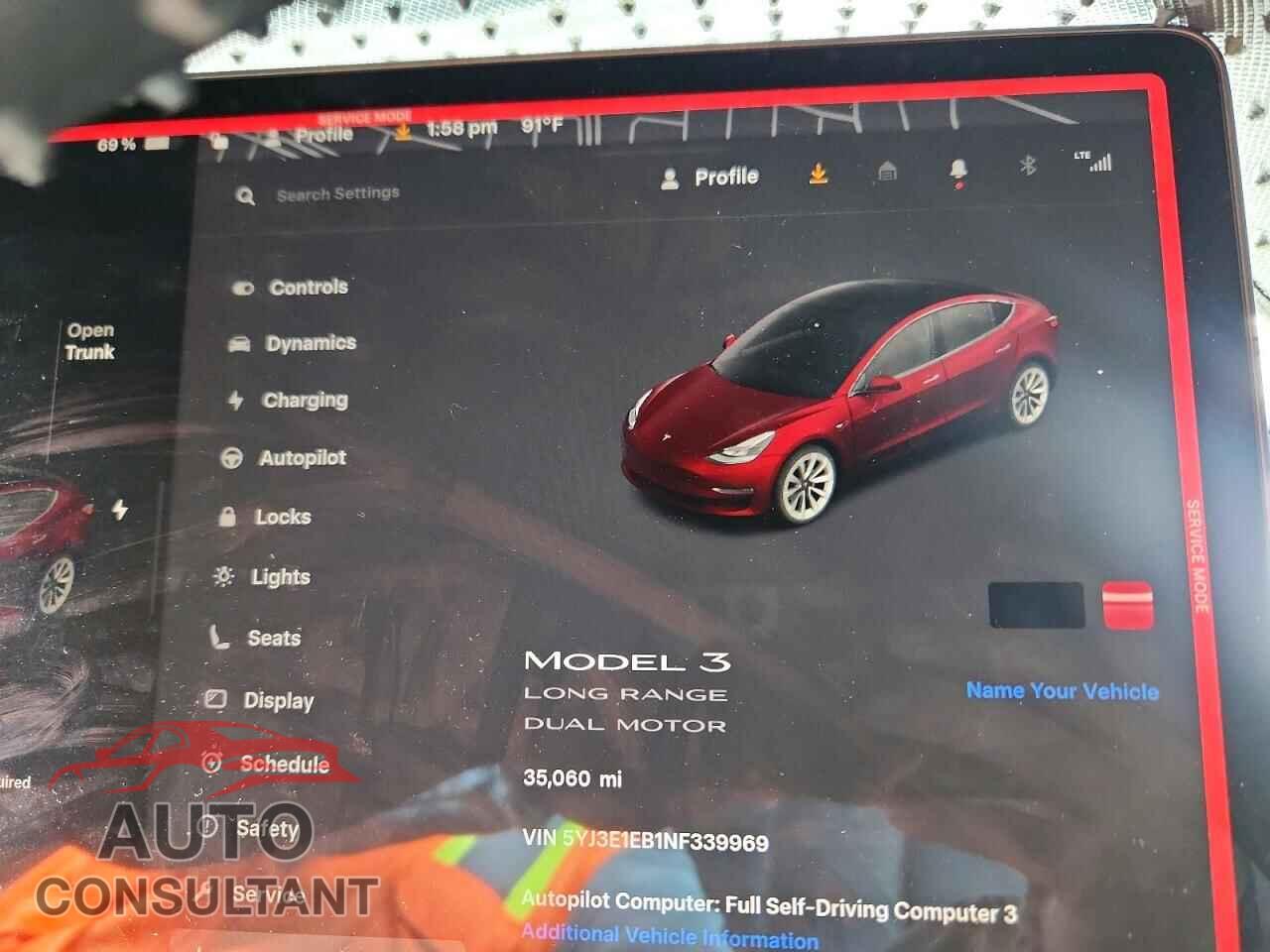 TESLA MODEL 3 2022 - 5YJ3E1EB1NF339969