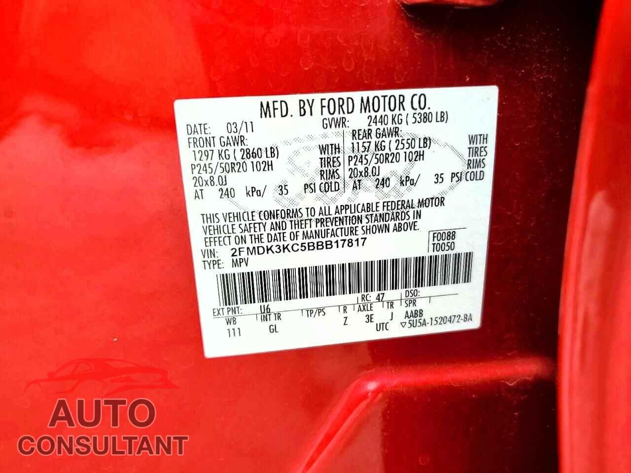FORD EDGE 2011 - 2FMDK3KC5BBB17817