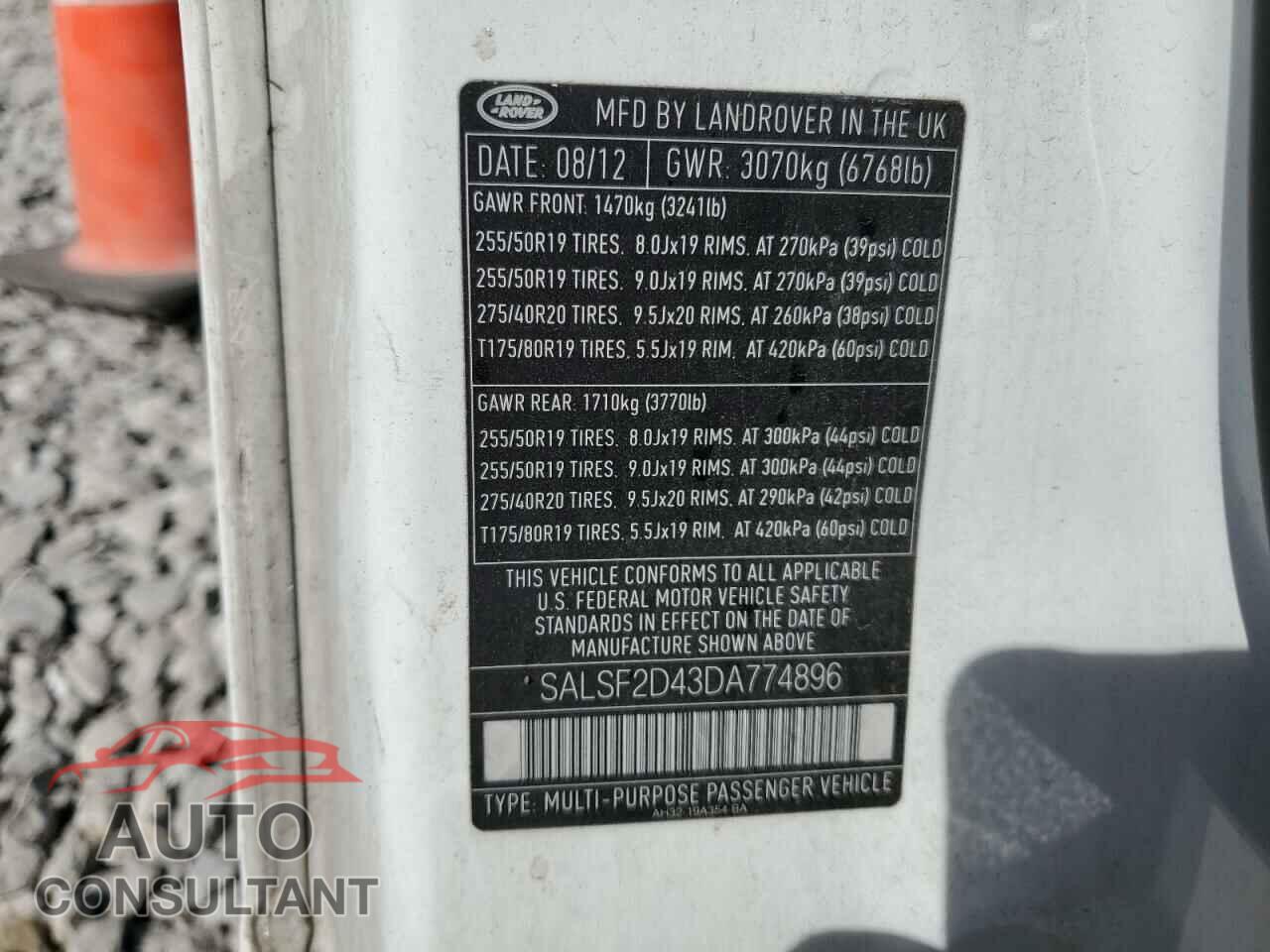 LAND ROVER RANGEROVER 2013 - SALSF2D43DA774896