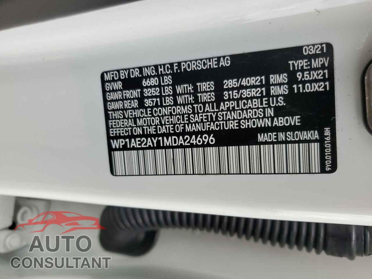 PORSCHE CAYENNE 2021 - WP1AE2AY1MDA24696