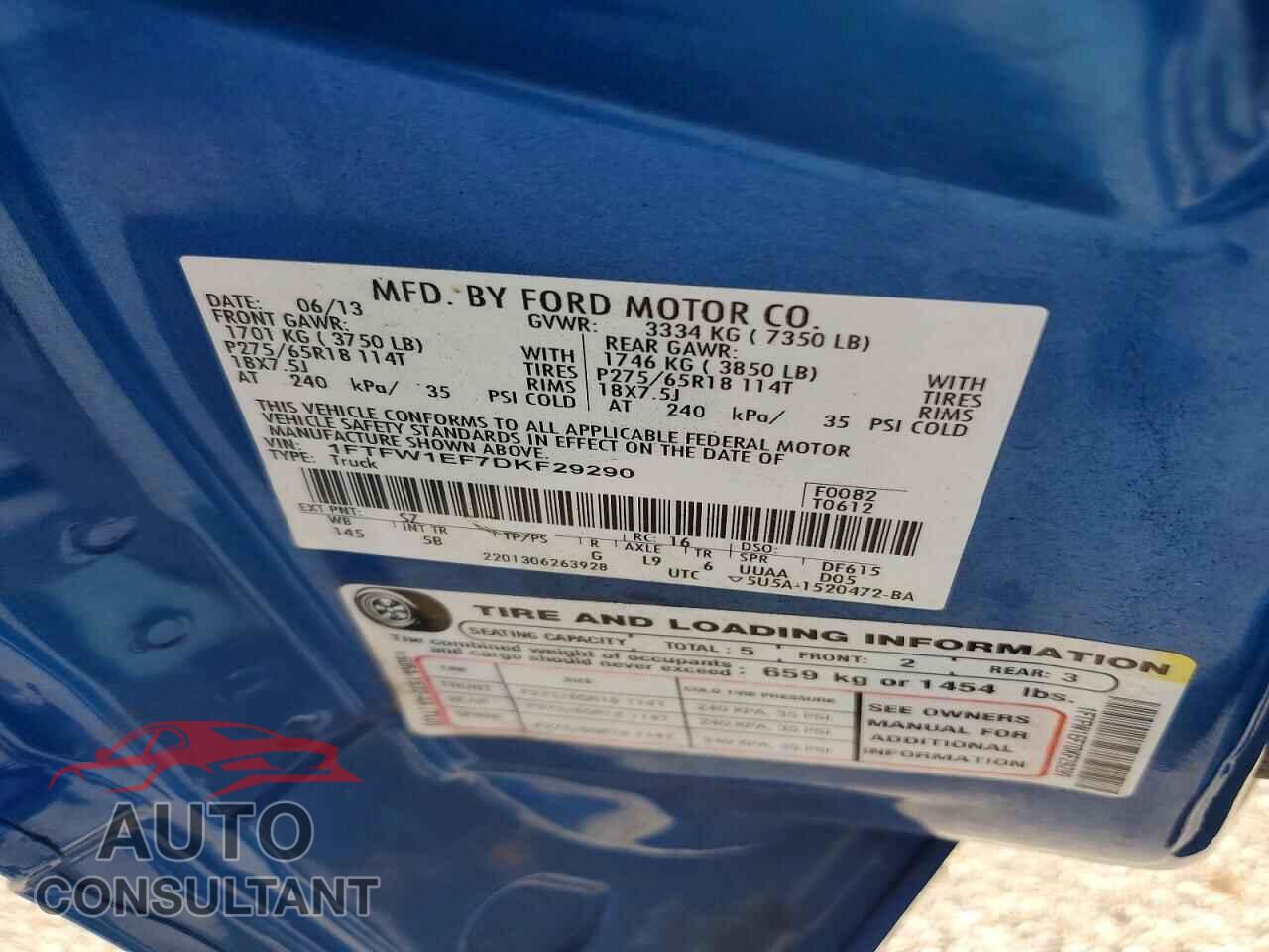 FORD F150 2013 - 1FTFW1EF7DKF29290
