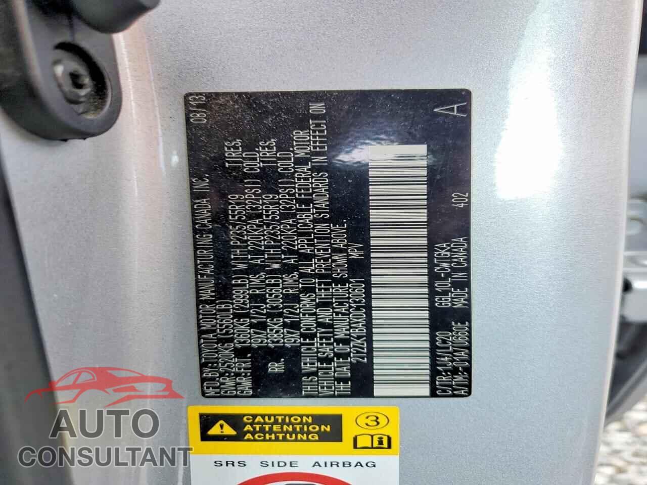 LEXUS RX350 2013 - 2T2ZK1BAXDC130601