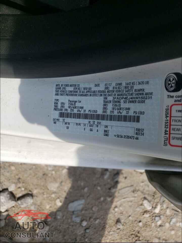 FORD FIESTA 2017 - 3FADP4EJ4HM150231