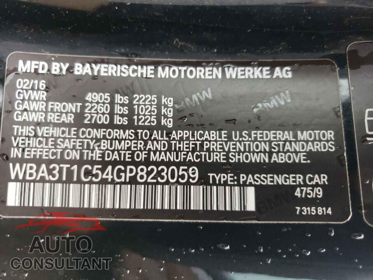 BMW 4 SERIES 2016 - WBA3T1C54GP823059