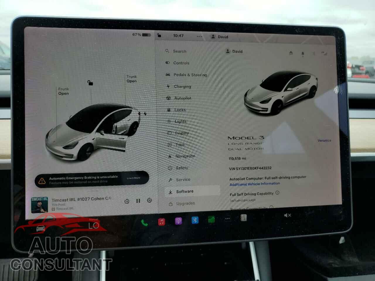 TESLA MODEL 3 2019 - 5YJ3E1EB0KF442232