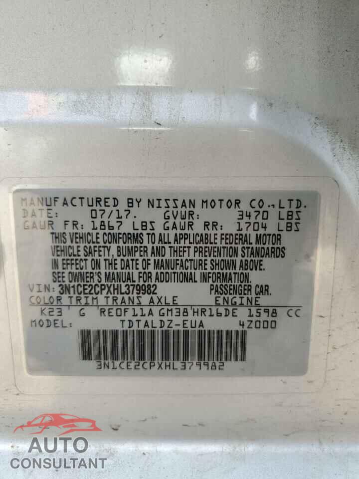 NISSAN VERSA 2017 - 3N1CE2CPXHL379982