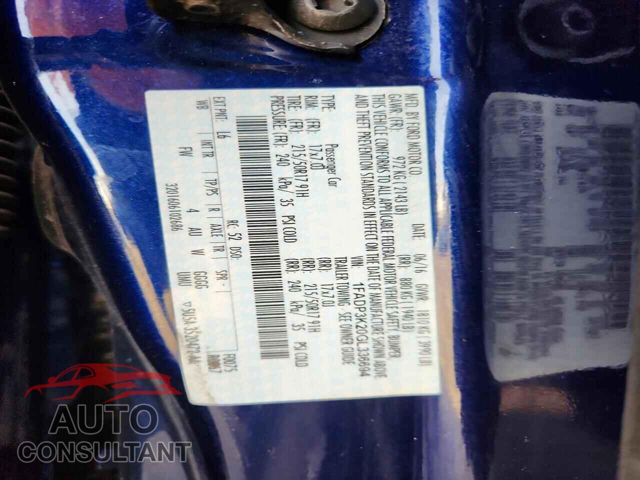FORD FOCUS 2016 - 1FADP3K20GL336694