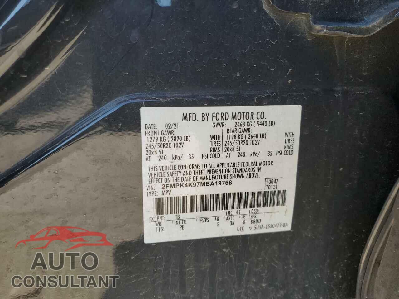 FORD EDGE 2021 - 2FMPK4K97MBA19768