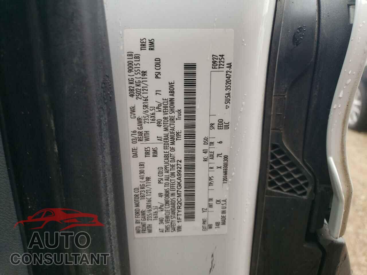 FORD TRANSIT 2016 - 1FTYR2CM7GKA99272