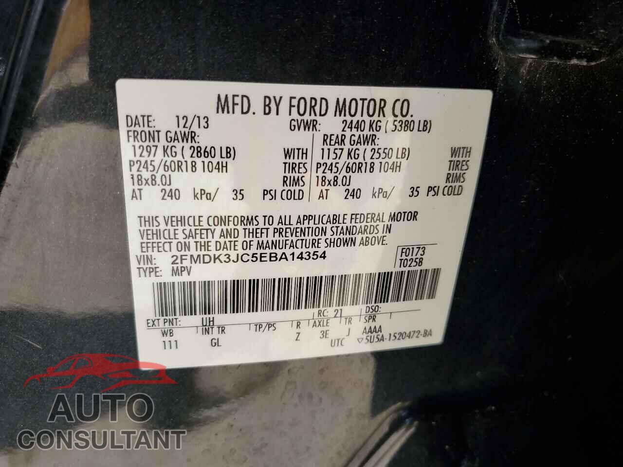 FORD EDGE 2014 - 2FMDK3JC5EBA14354
