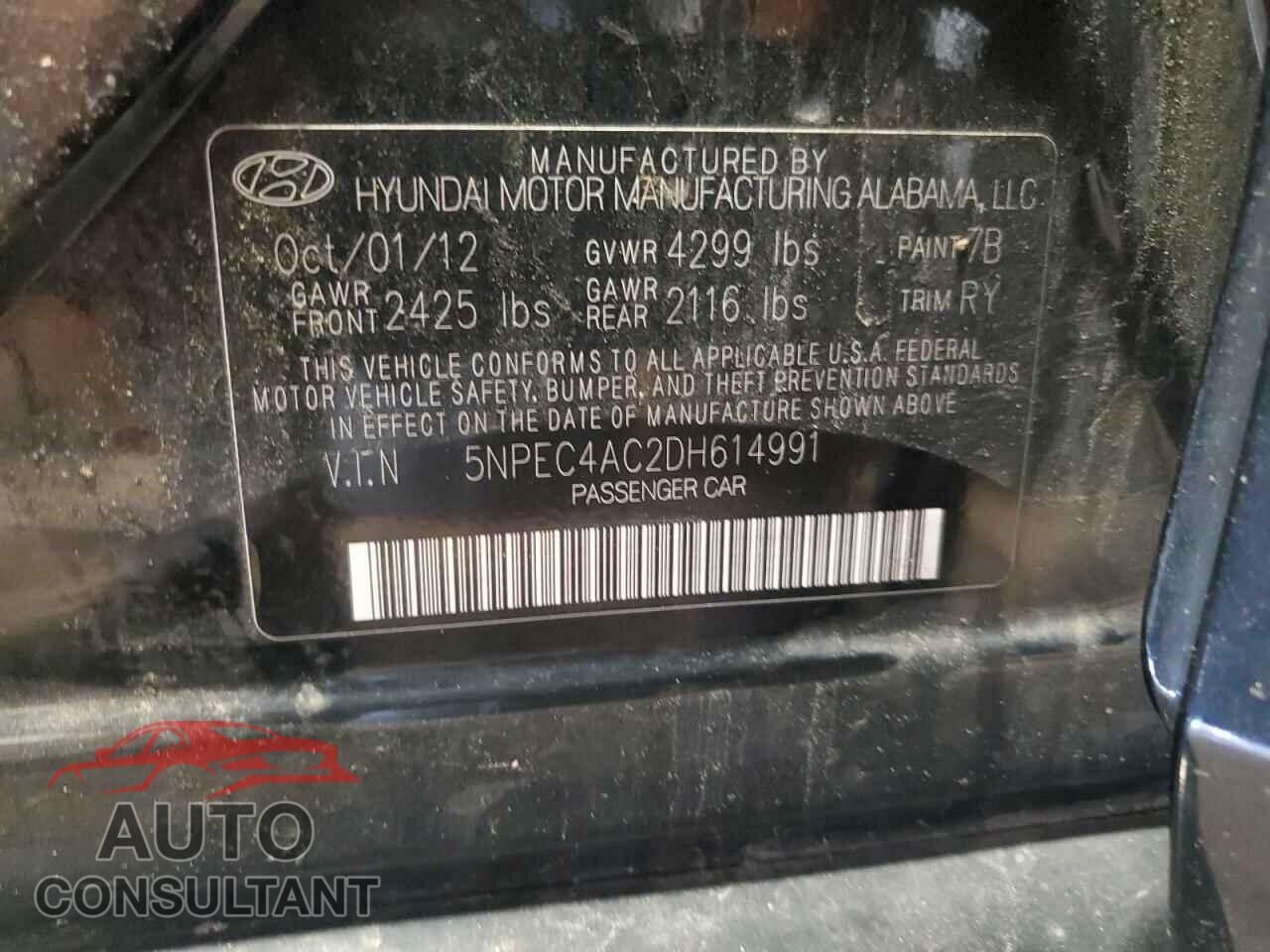 HYUNDAI SONATA 2013 - 5NPEC4AC2DH614991