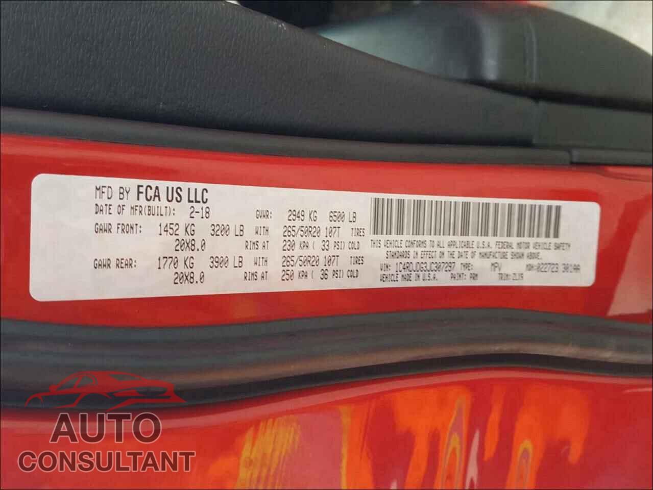 DODGE DURANGO 2018 - 1C4RDJDG3JC307297