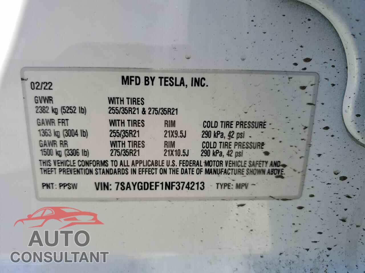 TESLA MODEL Y 2022 - 7SAYGDEF1NF374213