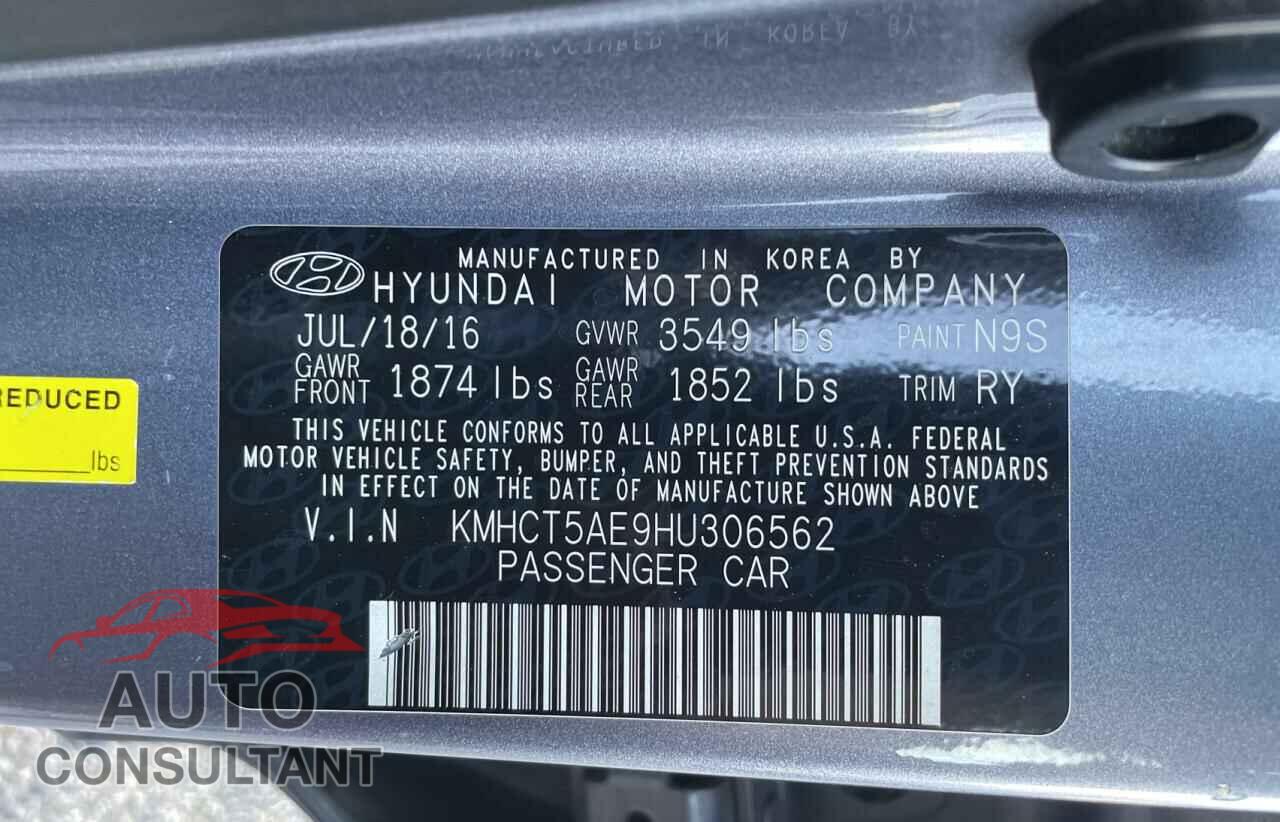HYUNDAI ACCENT 2017 - KMHCT5AE9HU306562