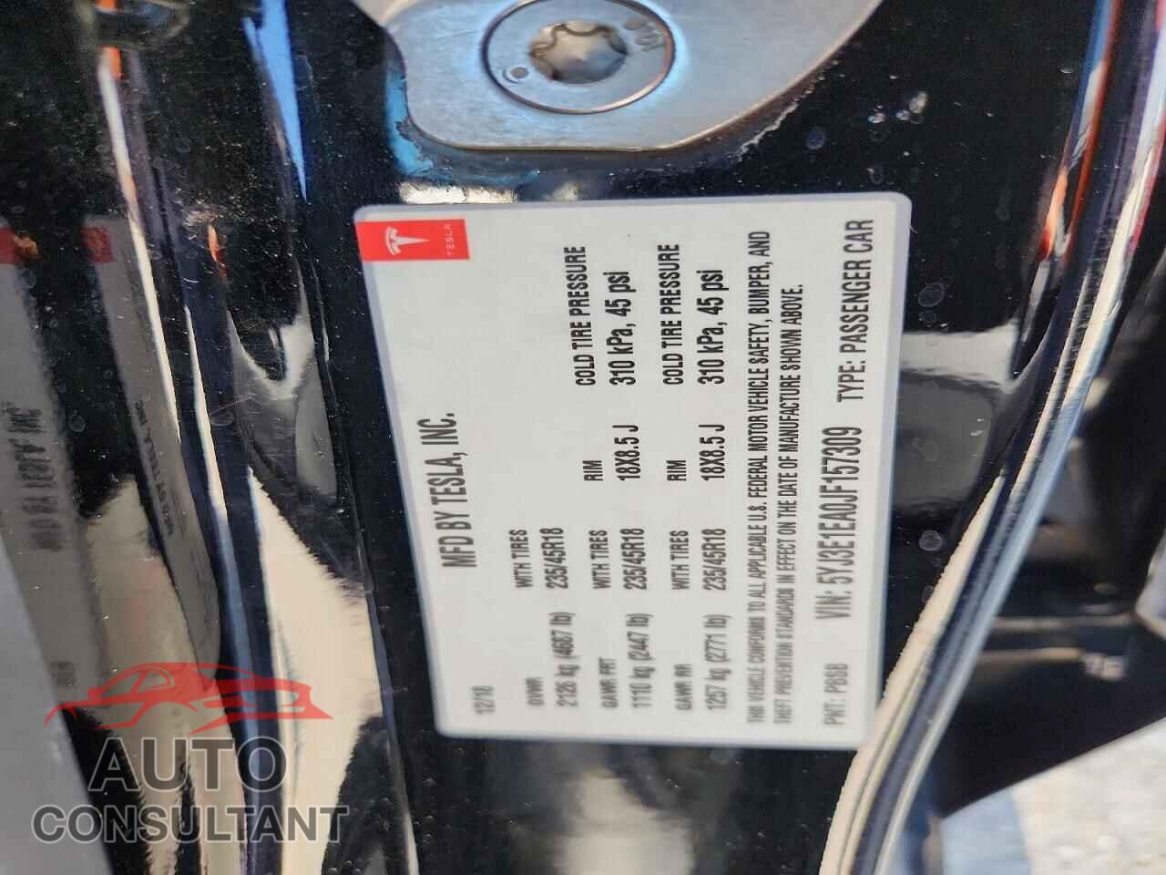 TESLA MODEL 3 2018 - 5YJ3E1EA0JF157309