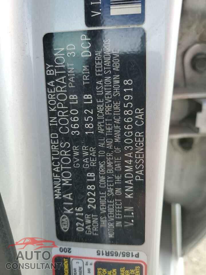 KIA RIO 2016 - KNADM4A30G6685918