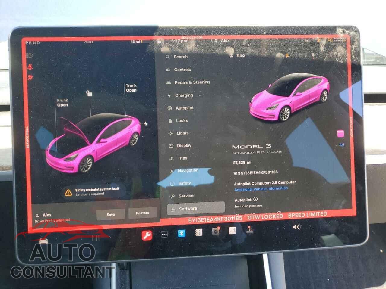 TESLA MODEL 3 2019 - 5YJ3E1EA4KF301185