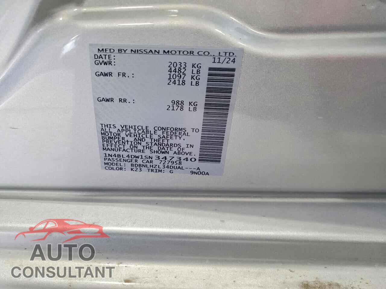NISSAN ALTIMA 2025 - 1N4BL4DW1SN347340