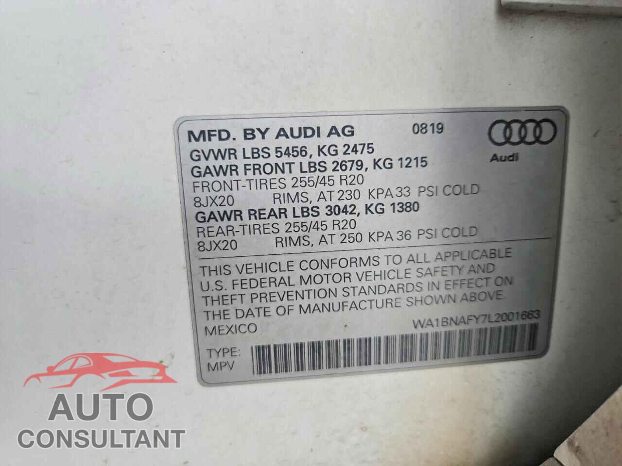 AUDI Q5 2020 - WA1BNAFY7L2001663