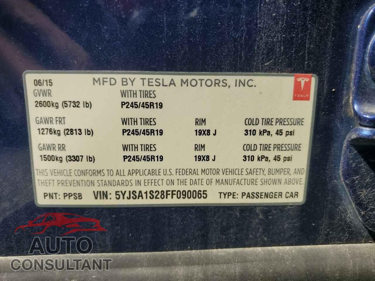 TESLA MODEL S 2015 - 5YJSA1S28FF090065