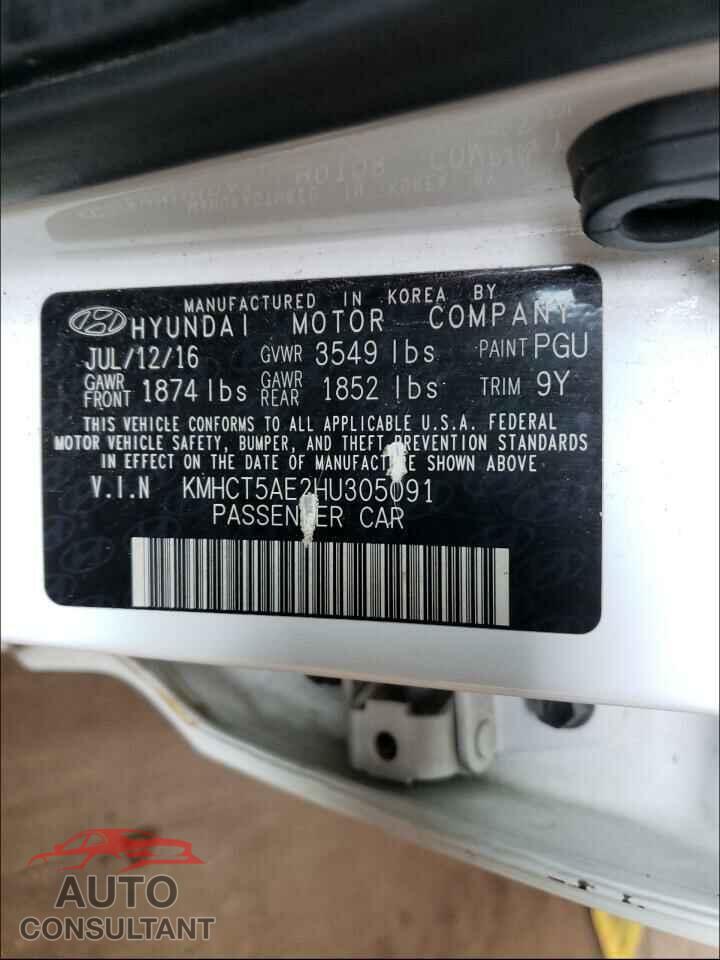 HYUNDAI ACCENT 2017 - KMHCT5AE2HU305091