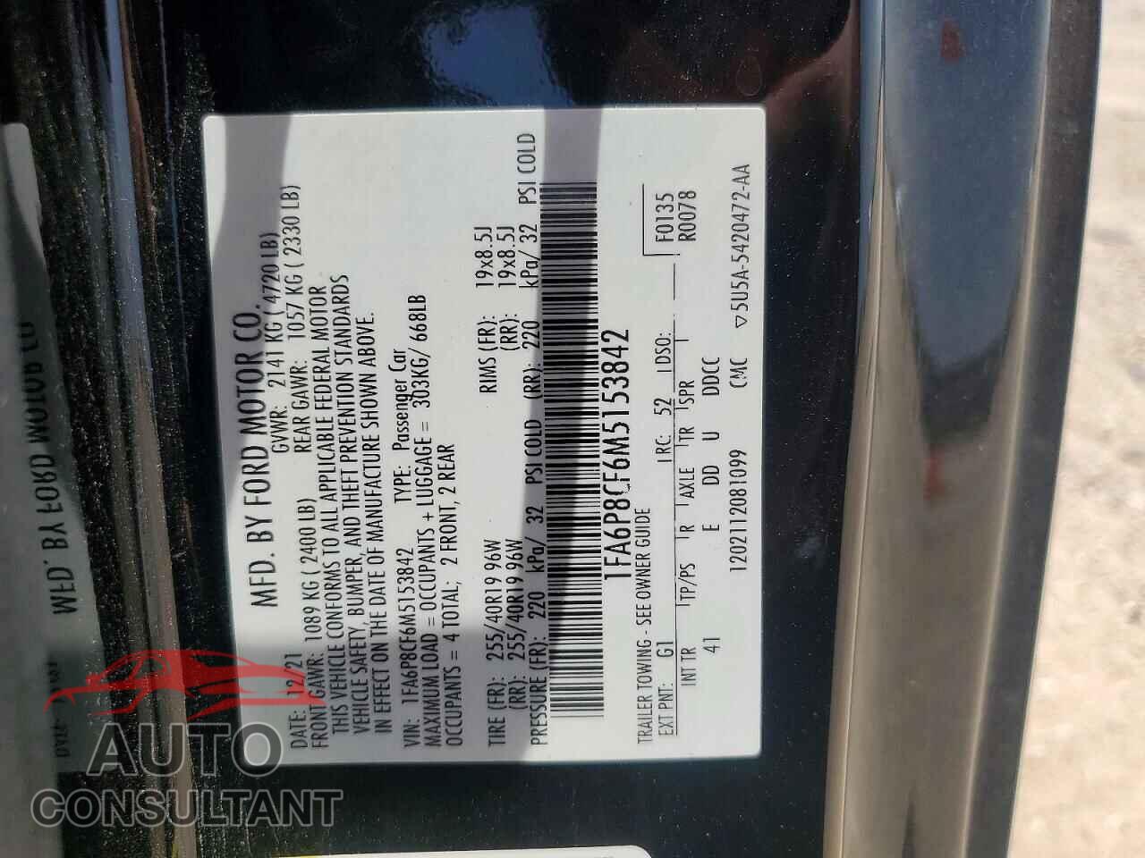FORD MUSTANG 2021 - 1FA6P8CF6M5153842