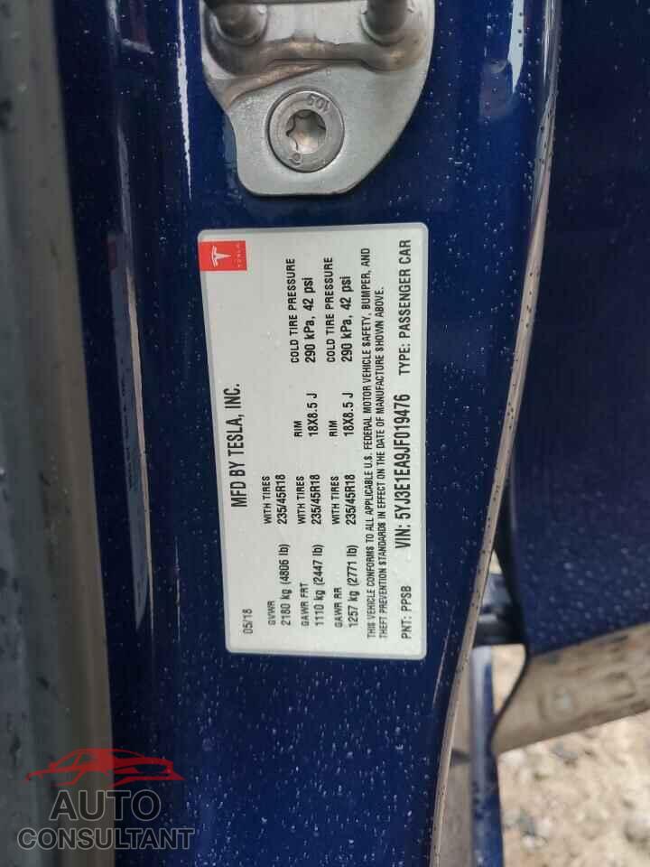 TESLA MODEL 3 2018 - 5YJ3E1EA9JF019476