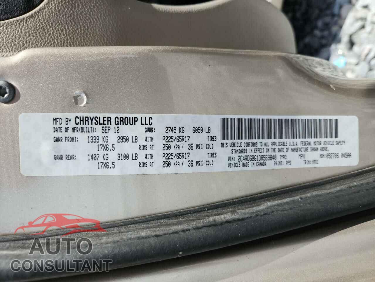 DODGE CARAVAN 2013 - 2C4RDGBG1DR569840