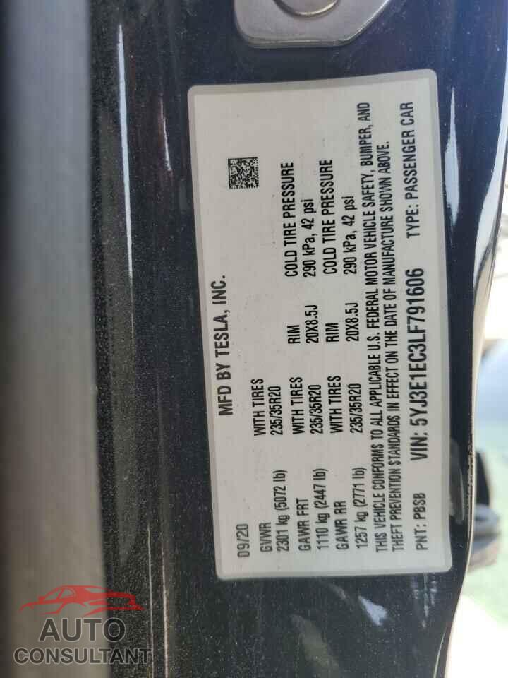 TESLA MODEL 3 2020 - 5YJ3E1EC3LF791606