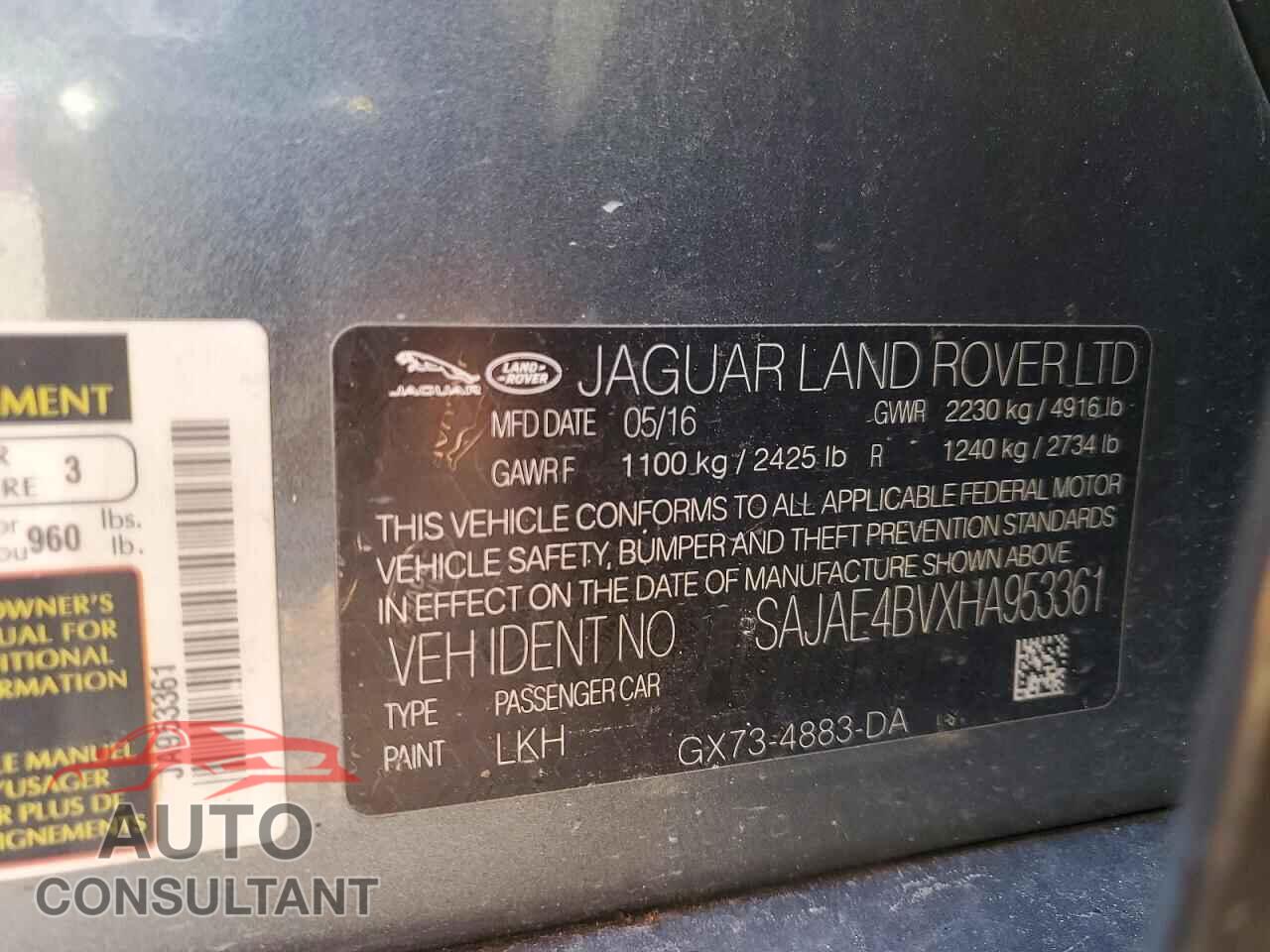 JAGUAR XE 2017 - SAJAE4BVXHA953361