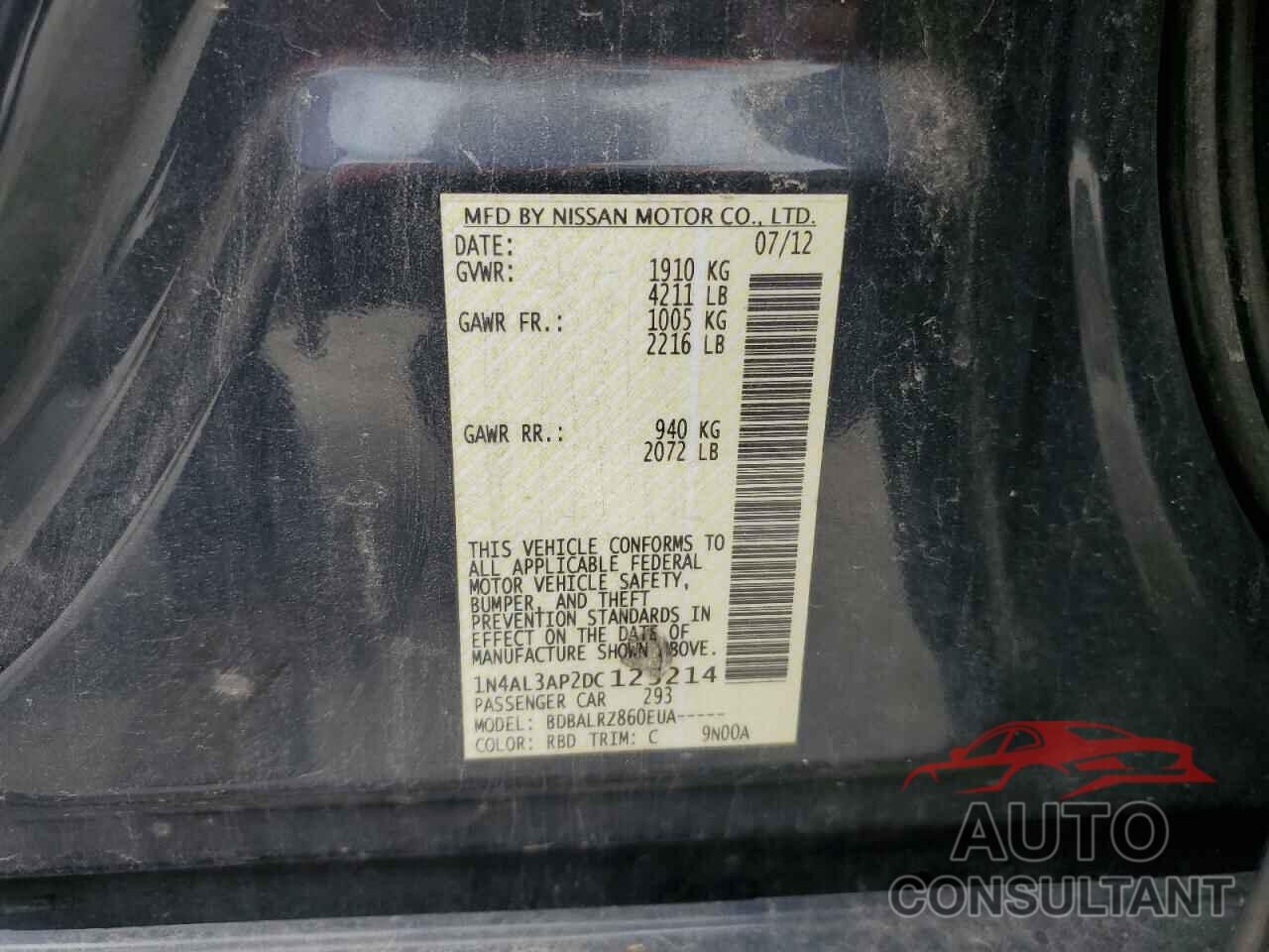 NISSAN ALTIMA 2013 - 1N4AL3AP2DC125214