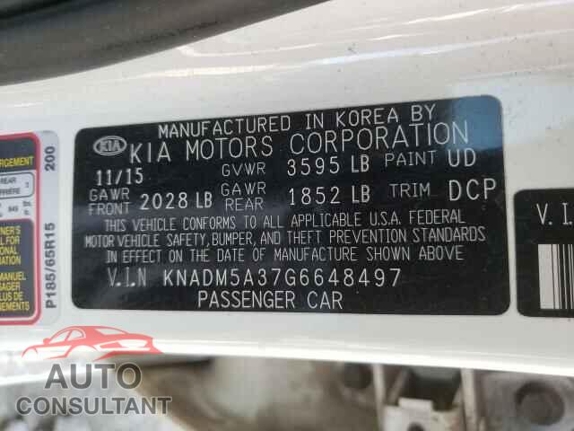KIA RIO 2016 - KNADM5A37G6648497