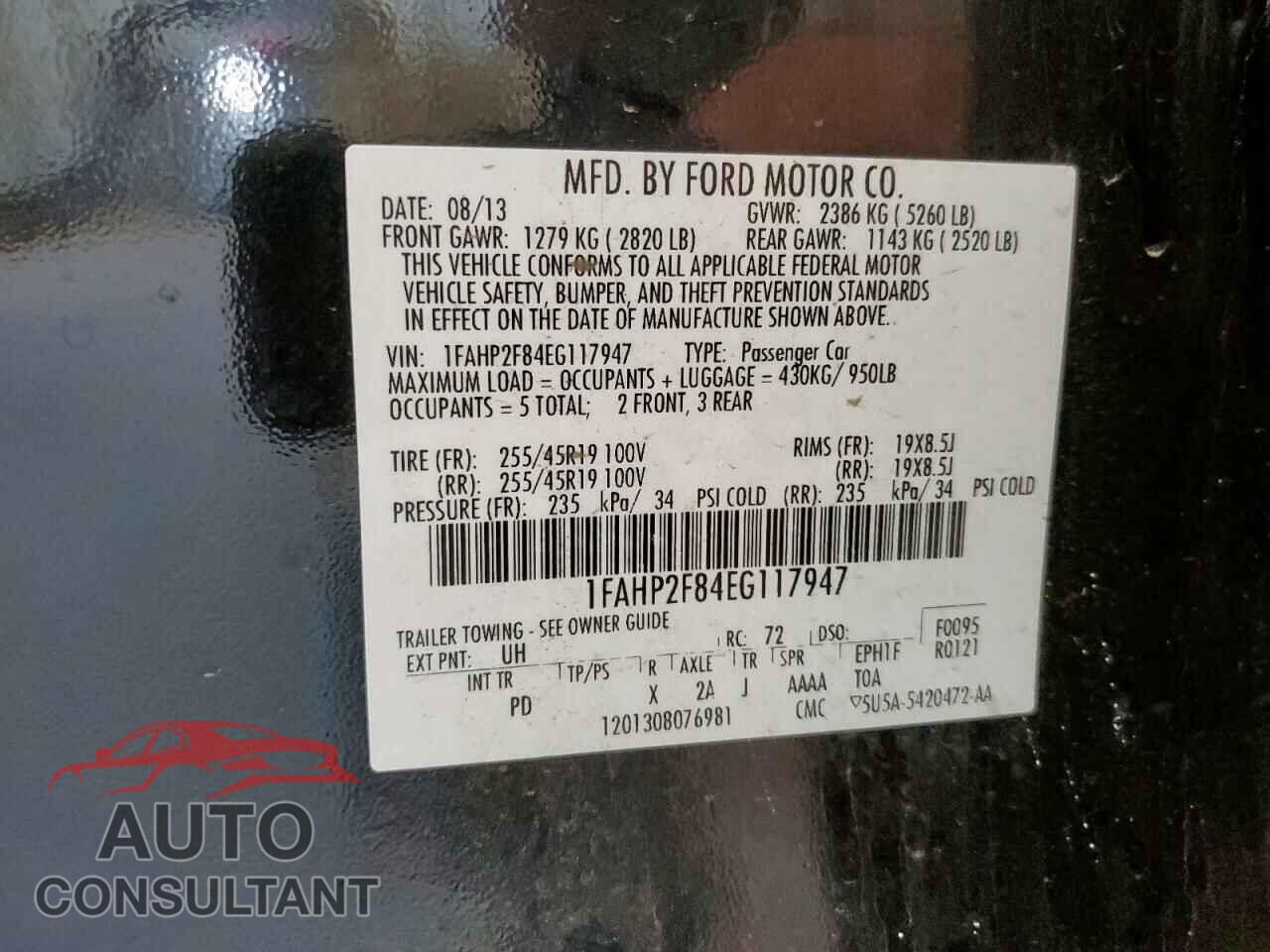 FORD TAURUS 2014 - 1FAHP2F84EG117947