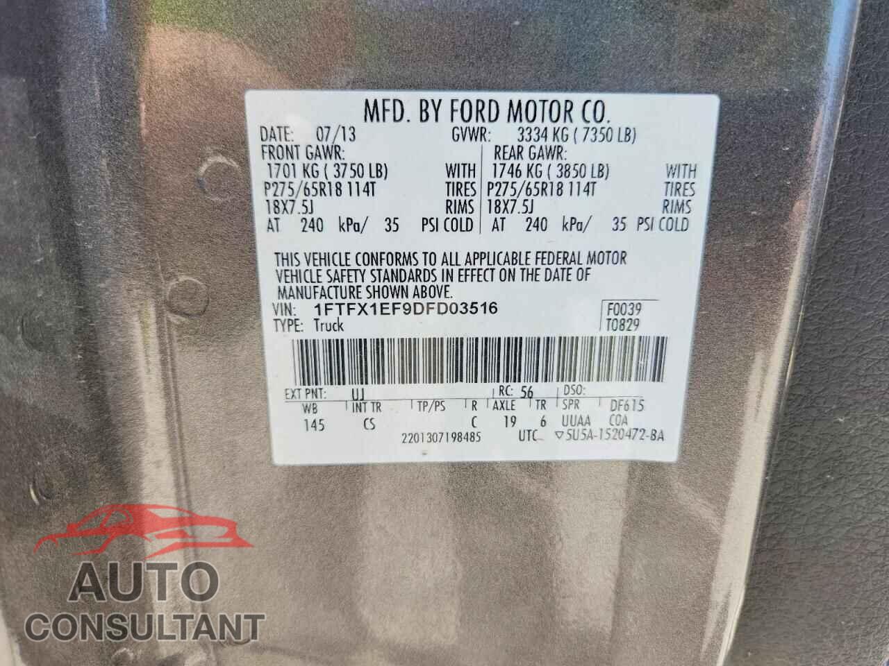 FORD F150 2013 - 1FTFX1EF9DFD03516