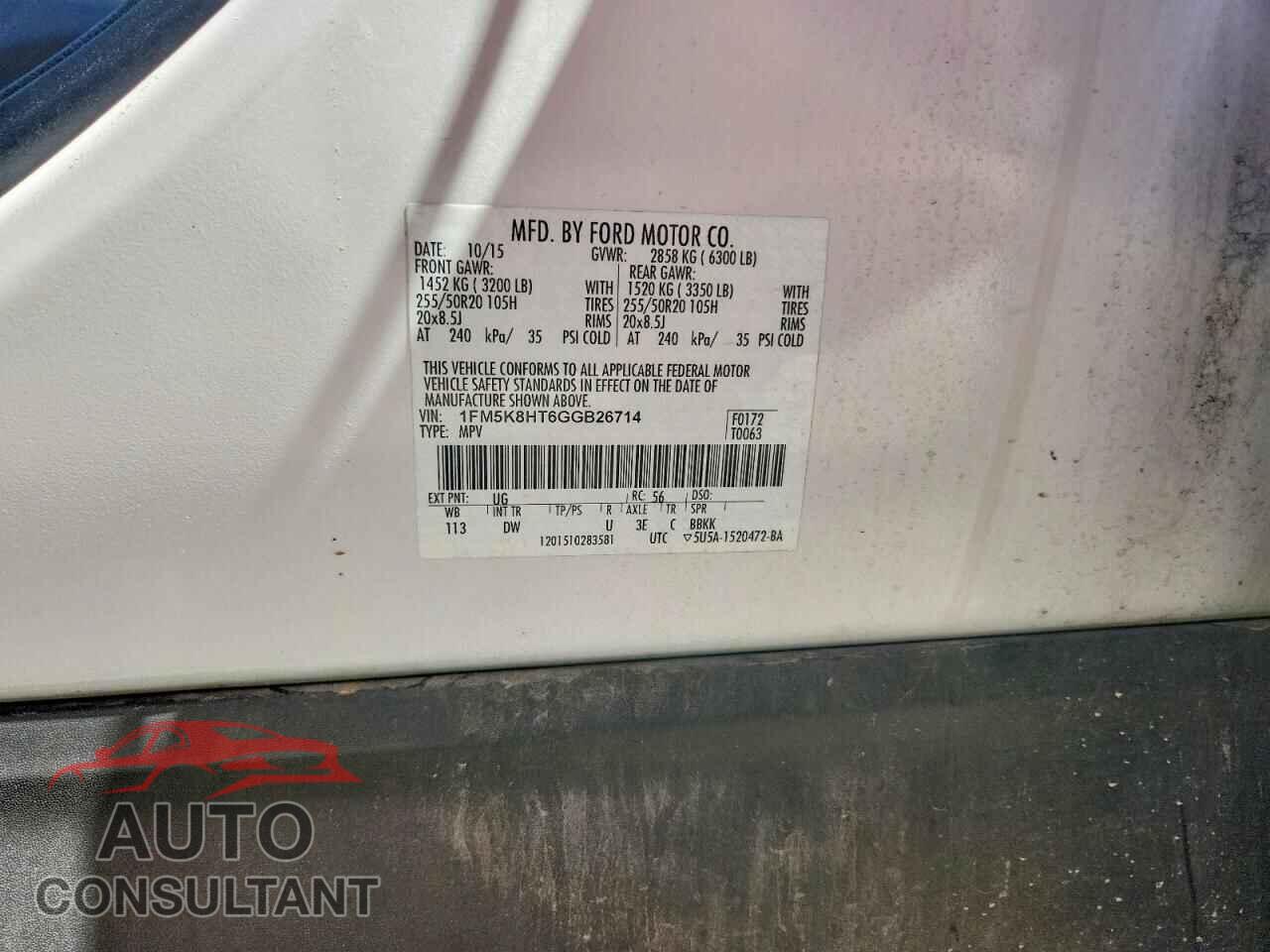 FORD EXPLORER 2016 - 1FM5K8HT6GGB26714