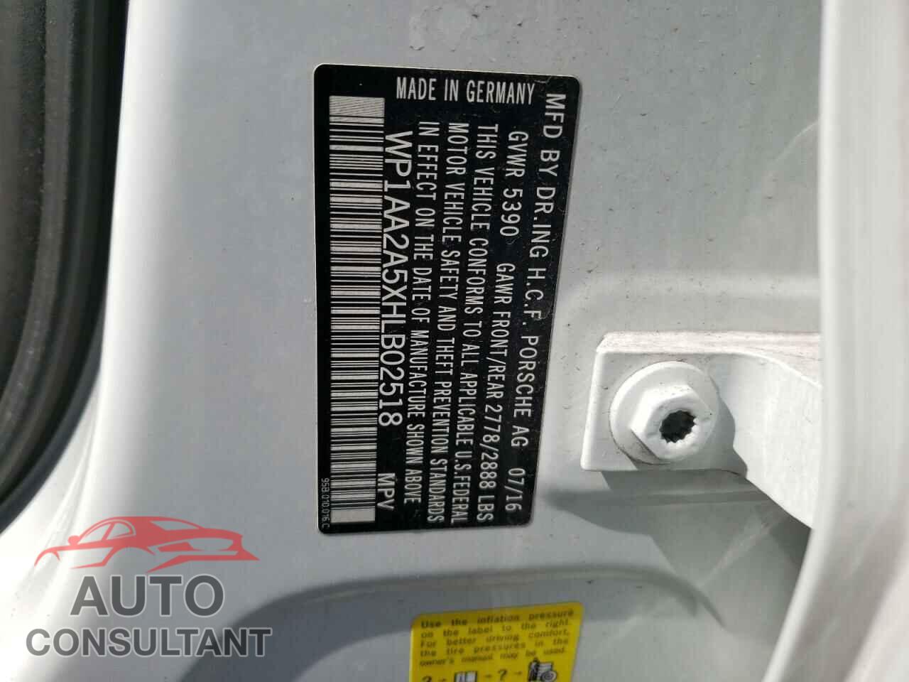 PORSCHE MACAN 2017 - WP1AA2A5XHLB02518