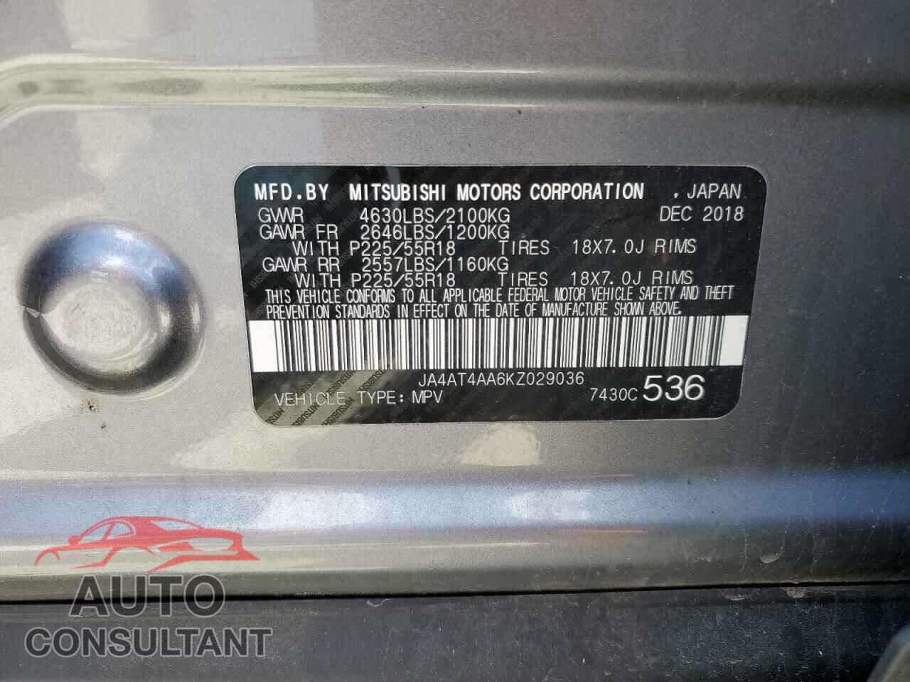 MITSUBISHI ECLIPSE 2019 - JA4AT4AA6KZ029036