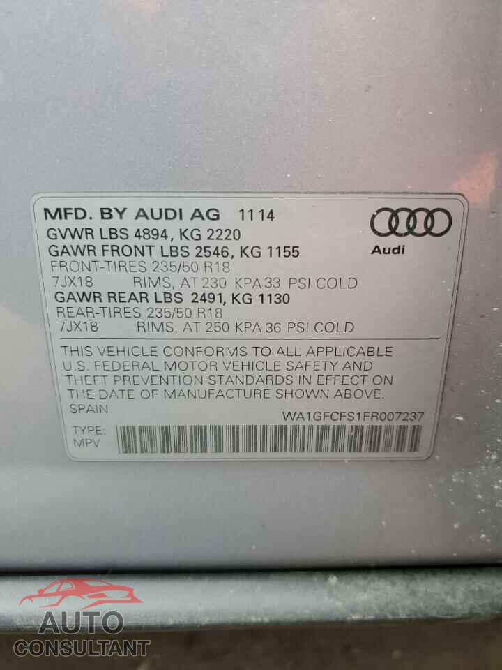 AUDI Q3 2015 - WA1GFCFS1FR007237