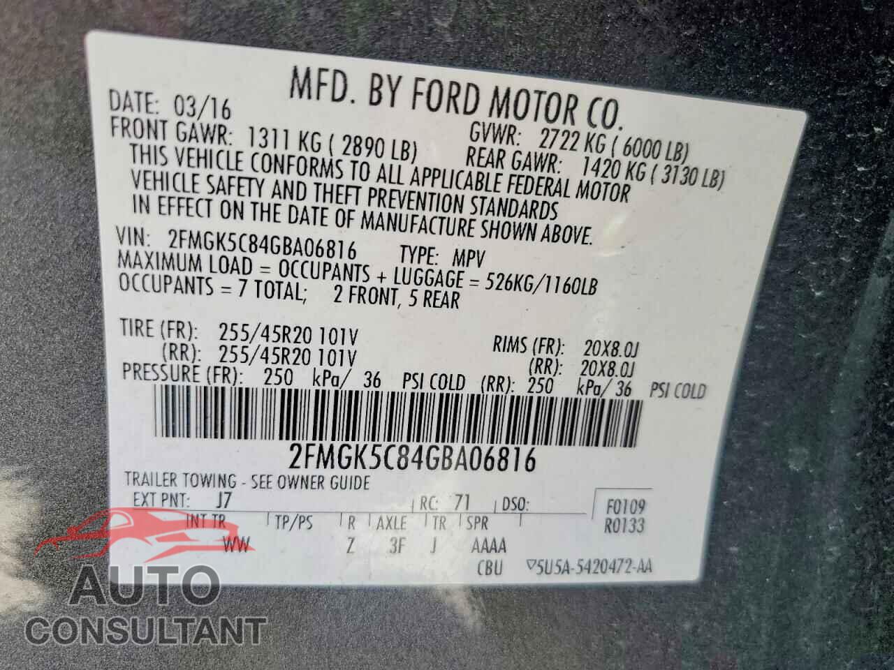 FORD FLEX 2016 - 2FMGK5C84GBA06816