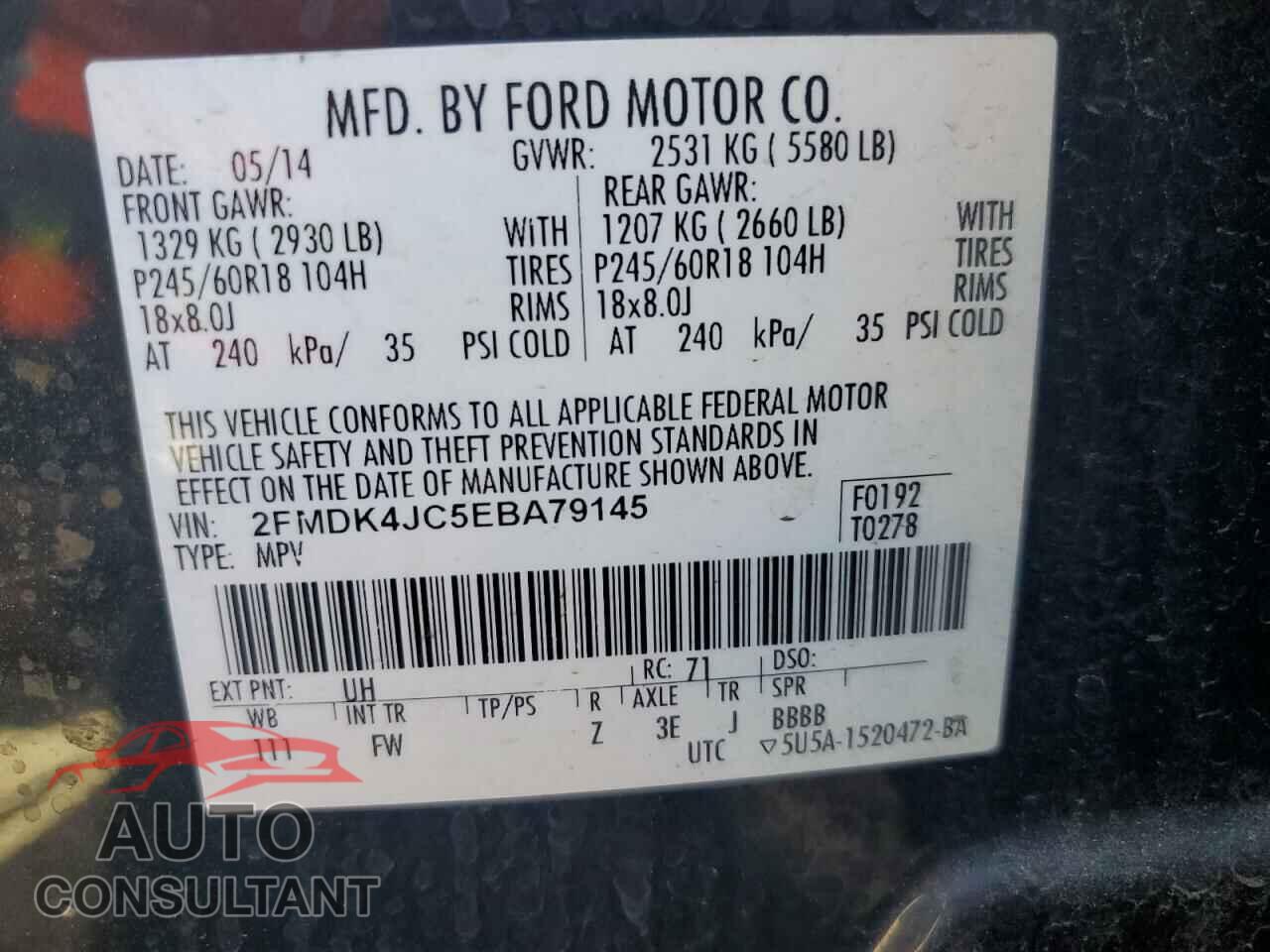 FORD EDGE 2014 - 2FMDK4JC5EBA79145
