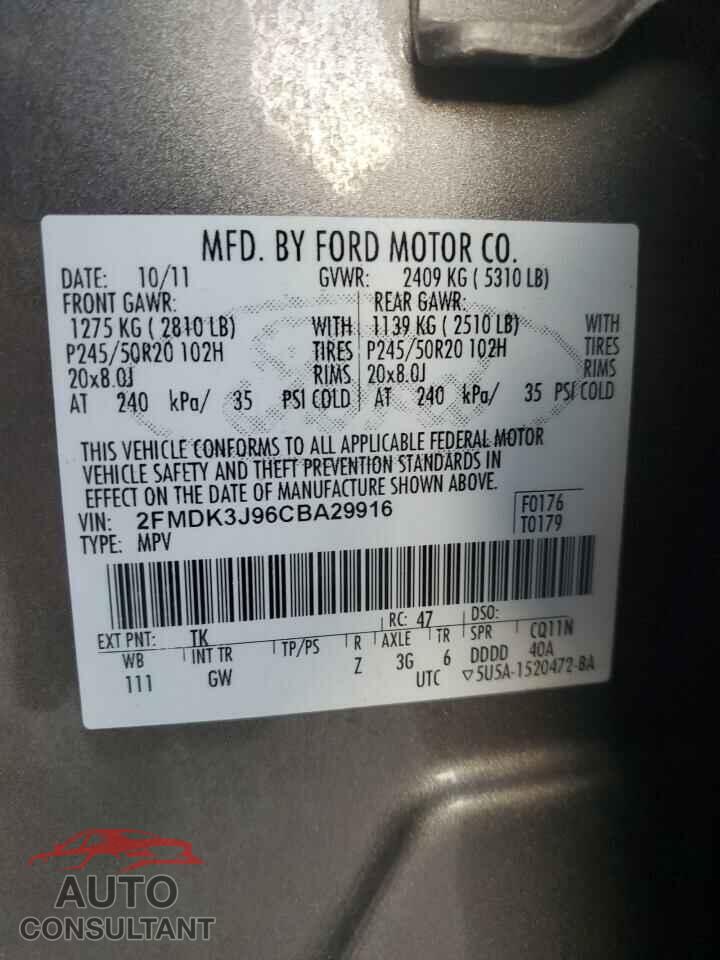 FORD EDGE 2012 - 2FMDK3J96CBA29916